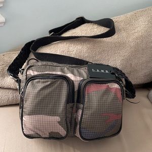 L.A.M.B. Crossbody Green Leopard Camo Fabric